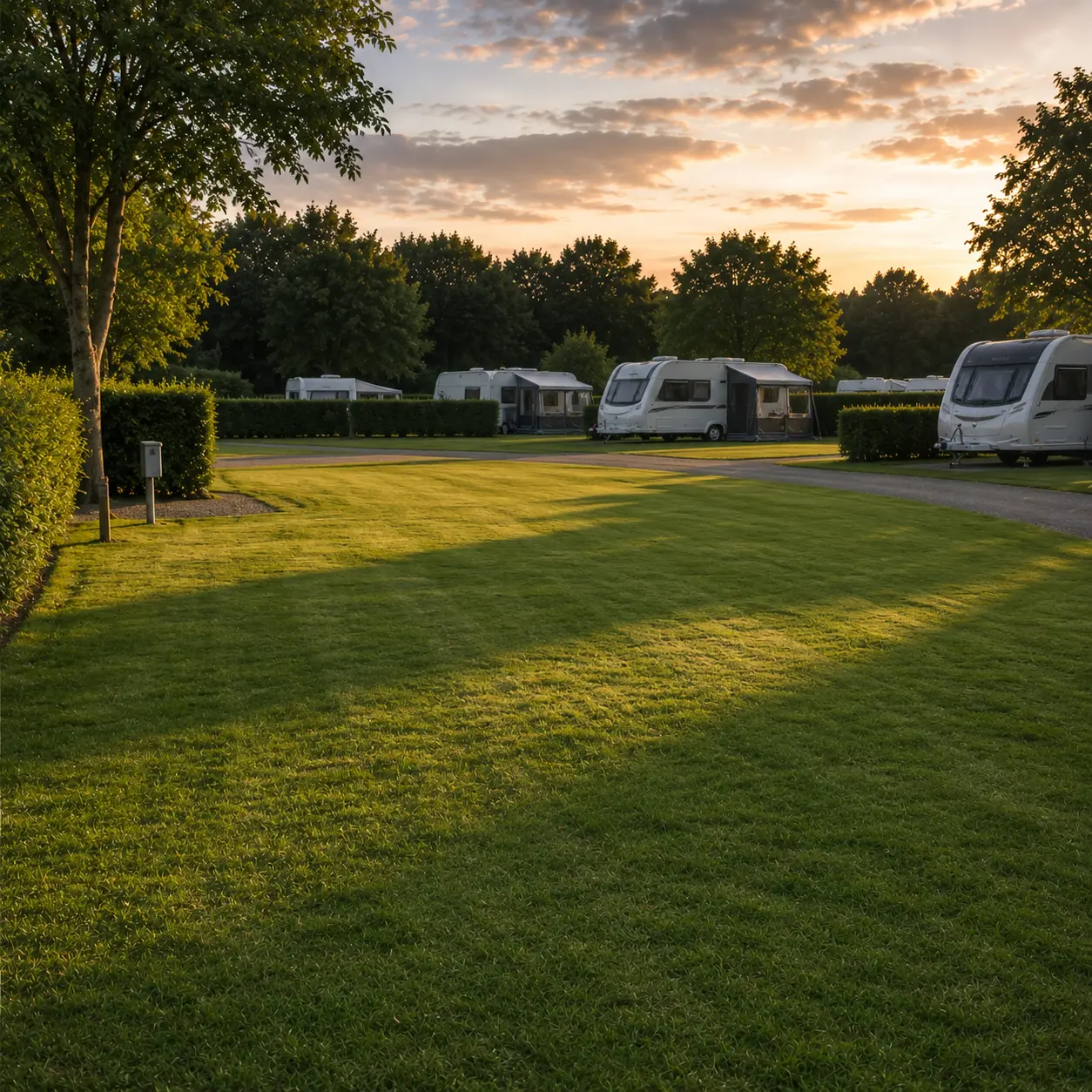 Clean and tidy empty caravan pitch ready for the next visitors