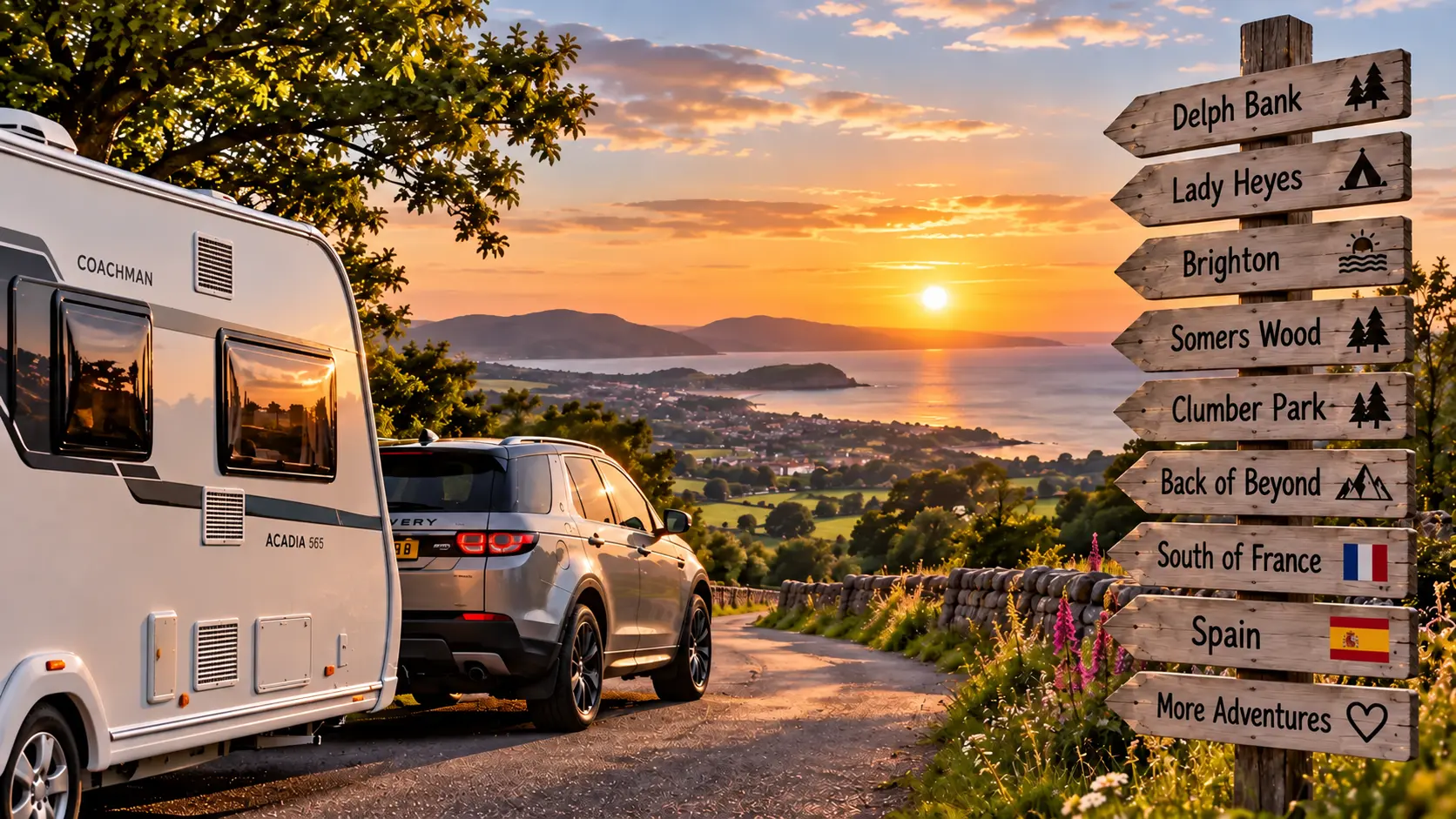 Car and caravan representing our 2027 caravan travel plans